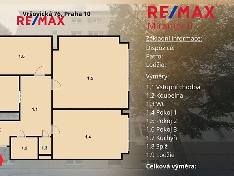 Pronájem bytu 3+1 80 m²