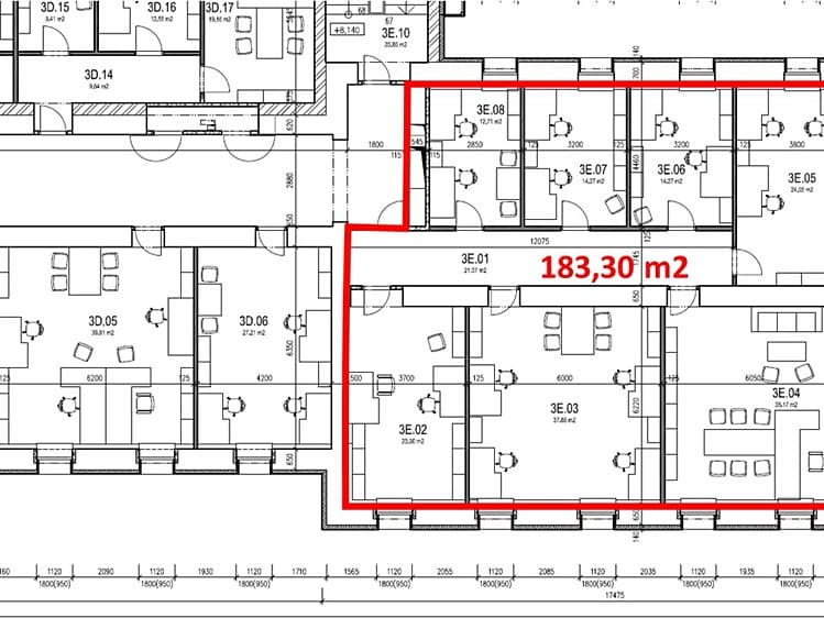 Pronájem kanceláře 183 m²