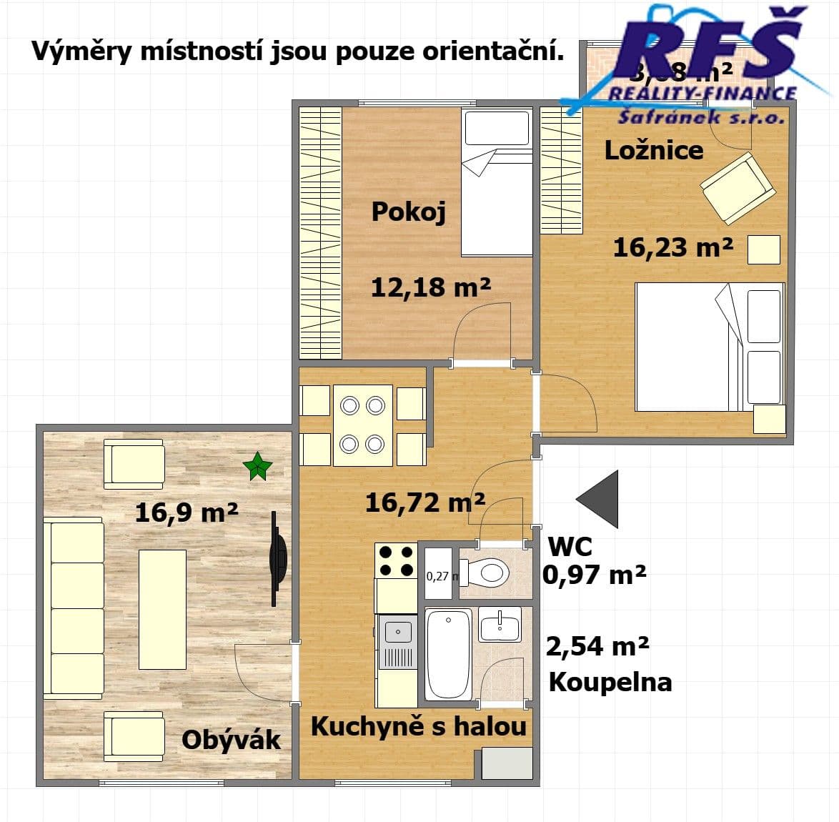 Prodej bytu 3+1 66 m²